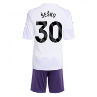 Manchester United Benjamin Sesko #30 Vonkajší Detský futbalový dres 2025-26 Krátky Rukáv (+ trenírky)